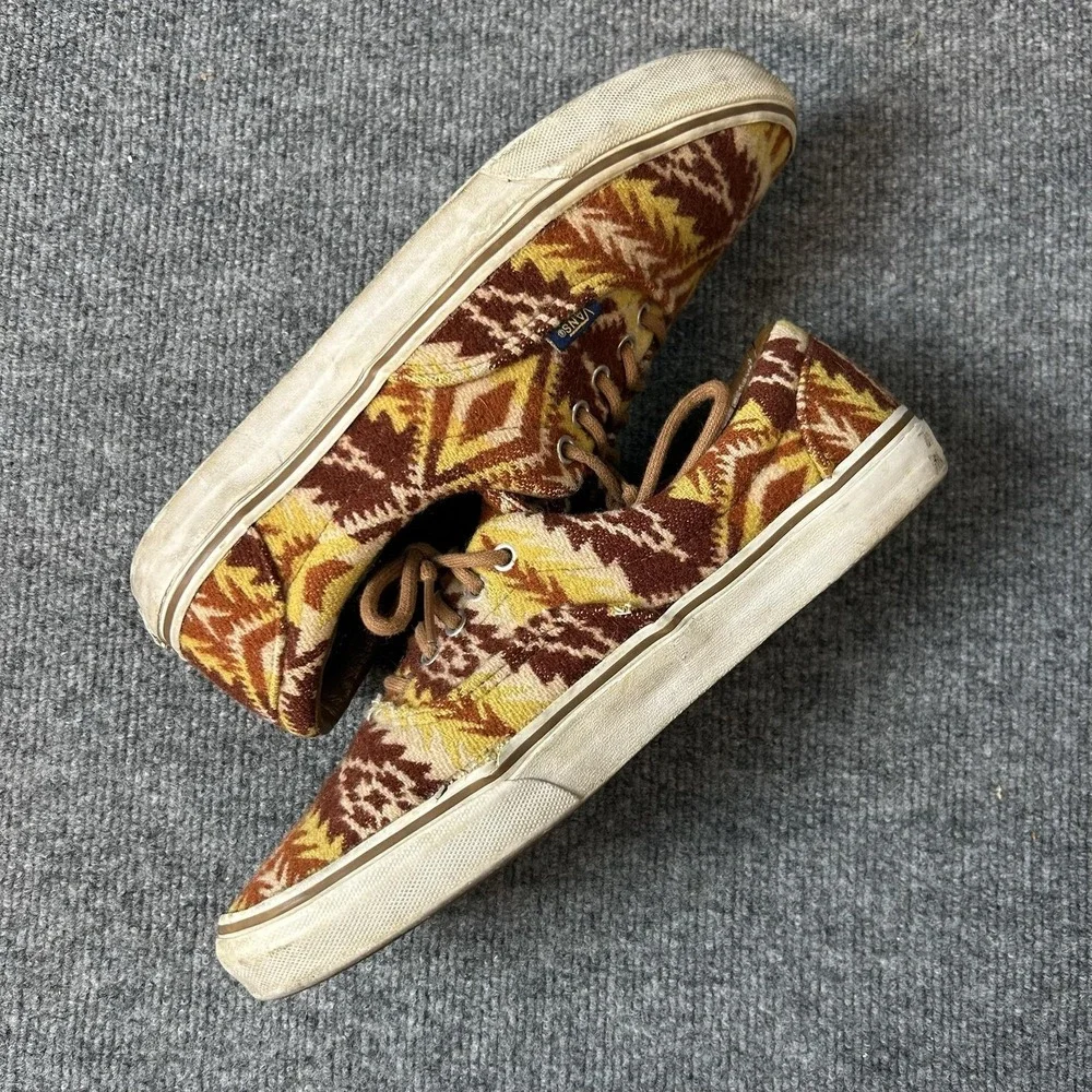 Vans Era Pendleton Shoes Mens Size 10.5 Brown Wool Geometric Pattern Sneakers